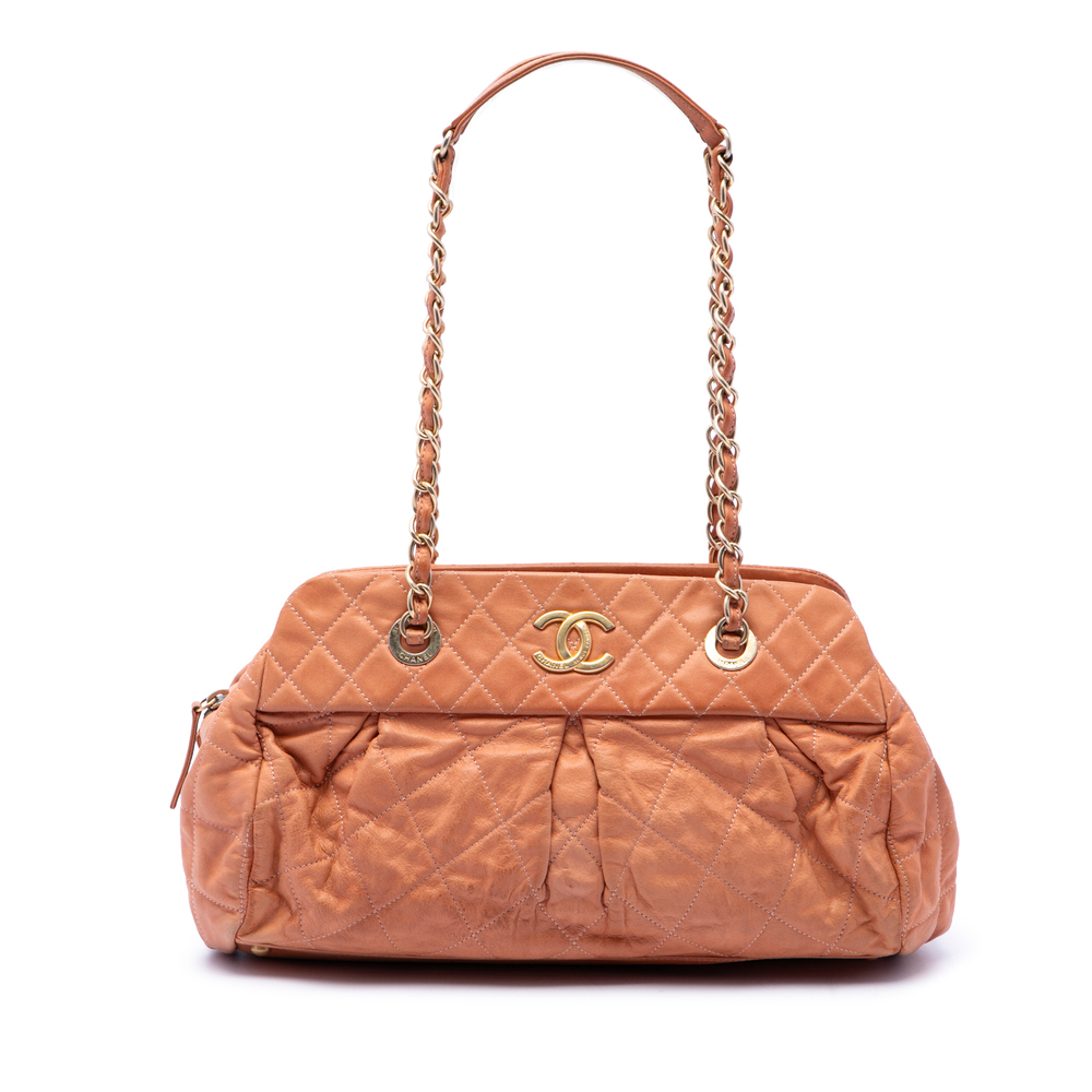 Pre-Loved Chanel Quilted Iridescent Calfskin Chic Quilt Bowling Bag